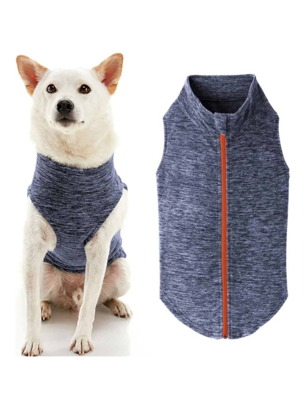 Gooby Zip Up Fleece Vest For Dogs- Grey Wash, 2X-Large